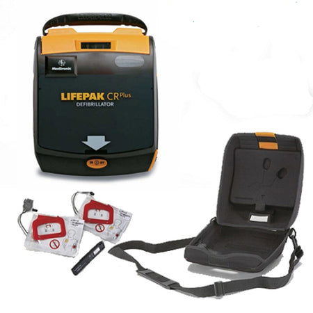 Défibrillateur Physio Control Lifepak CR+ avec instructions de réanimation et électrodes